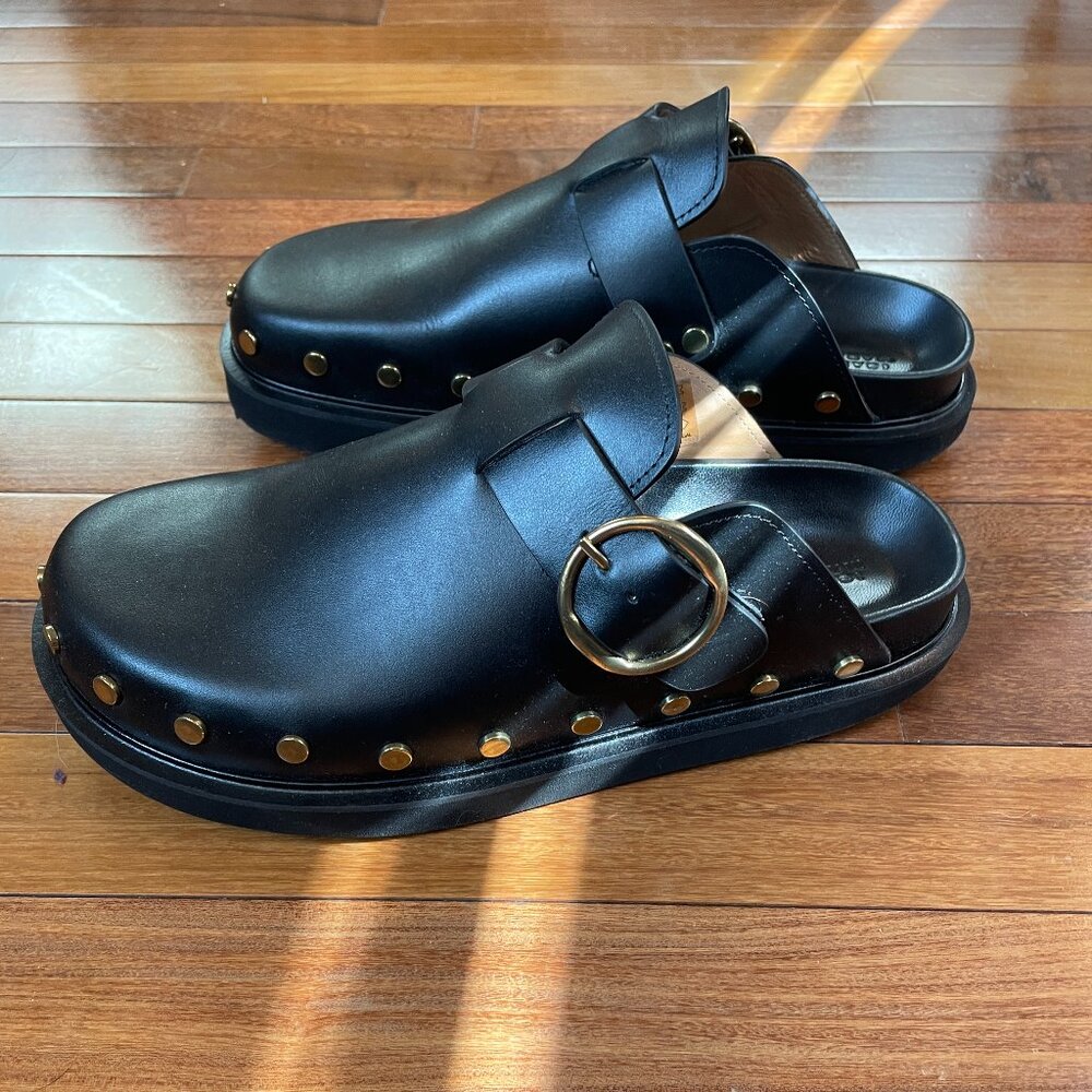 Isabel Marant leather embellished studded mule clogs
